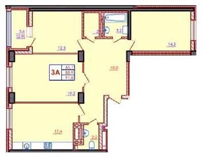 3-комнатная 91.8 м² в ЖК Янтарный от 12 650 грн/м², с. Иличанка