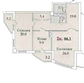 2-комнатная 86.1 м² в ЖК Одиссей от 14 000 грн/м², Одесса