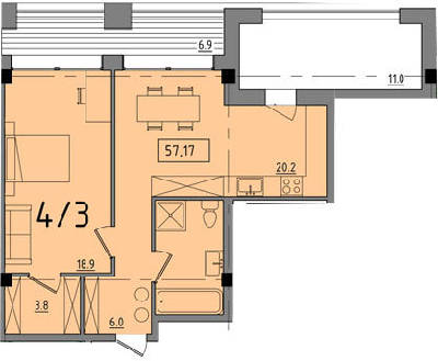 1-кімнатна 57.17 м² в ЖК Comfort City від 26 500 грн/м², Дніпро