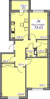 3-кімнатна 73.45 м² в ЖМ Сьоме Небо від 13 650 грн/м², смт Авангард