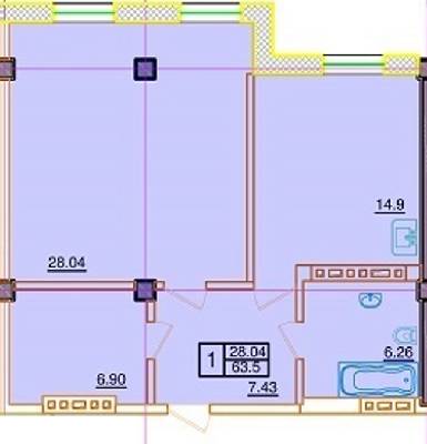 1-кімнатна 63.5 м² в КБ Пушкінський від 45 400 грн/м², Одеса