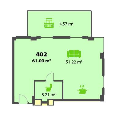 Свободная планировка 61 м² в ЖК Пятый континент от 21 200 грн/м², Днепр