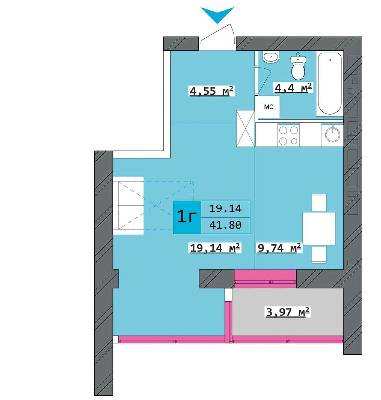 1-кімнатна 41.8 м² в ЖК Столичний від 16 300 грн/м², Харків