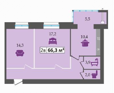 2-комнатная 66.3 м² в ЖК Днепровская Брама от 13 900 грн/м², пгт Слобожанское