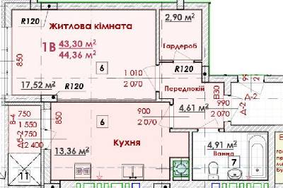 1-комнатная 44.36 м² в ЖК Соняшник от 16 800 грн/м², Львов