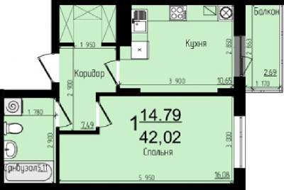 1-комнатная 42.02 м² в ЖК Plus от застройщика, Львов