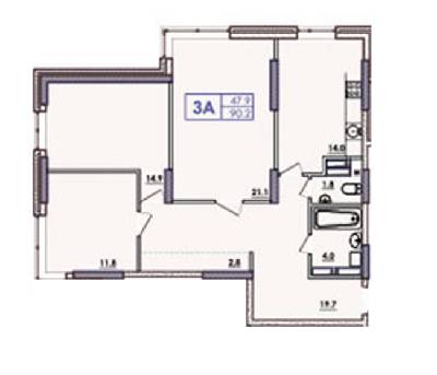 3-кімнатна 90.2 м² в ЖК Бурштиновий від 15 400 грн/м², с. Ілічанка