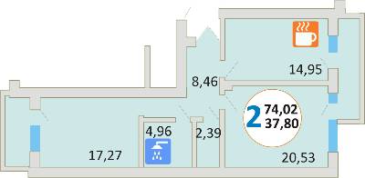 2-кімнатна 74.02 м² в ЖК Еко-дім на Стрийській від забудовника, Львів