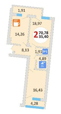 2-кімнатна 70.78 м² в ЖК Еко-дім на Стрийській від забудовника, Львів