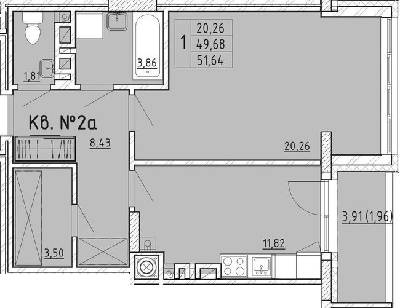 1-кімнатна 51.64 м² в ЖК на вул. Виговського, 29 від 31 050 грн/м², Львів