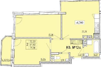 2-комнатная 71.38 м² в ЖК на ул. Выговского, 29 от 18 000 грн/м², Львов