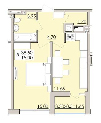 1-кімнатна 42.1 м² в ЖК Седьмое Небо від 15 200 грн/м², Львів