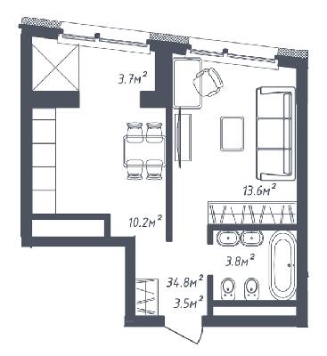 1-кімнатна 34.8 м² в ЖК Там Там від забудовника, Львів