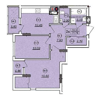 2-кімнатна 56.3 м² в ЖК вул. Довга, 30А від забудовника, Львів