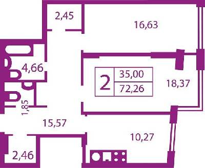 2-комнатная 72.26 м² в ЖК Счастливый от 16 200 грн/м², Львов