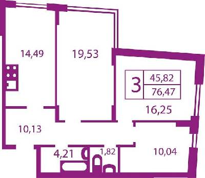 3-кімнатна 76.47 м² в ЖК Щасливий від 18 000 грн/м², Львів