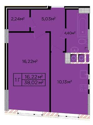 1-комнатная 38.02 м² в ЖК Счастливый от застройщика, Львов