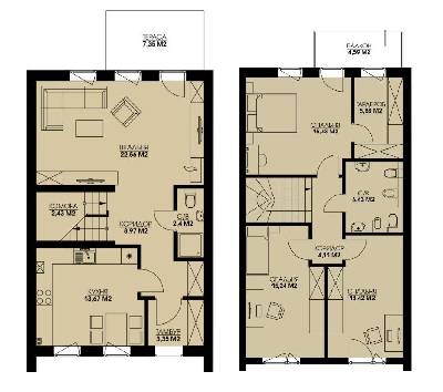 Таунхаус 115.4 м² в Таунхаус Первый коттеджный клуб от застройщика, Львов