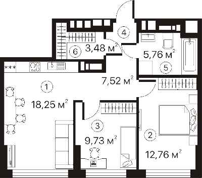 2-кімнатна 57.5 м² в ЖК Terracotta від 23 200 грн/м², Київ