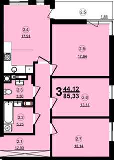 3-комнатная 85.33 м² в ЖК Globus Central Park от 26 350 грн/м², Львов