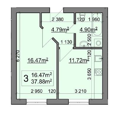 1-комнатная 37.88 м² в ЖК Надбужанський от застройщика, г. Буск