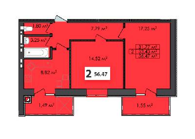 2-комнатная 56.47 м² в ЖК Соседи от 18 000 грн/м², г. Винники