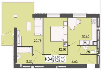 2-кімнатна 59.25 м² в ЖК Родинна казка від 12 000 грн/м², смт Запитів