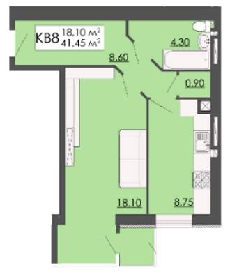 1-комнатная 41.45 м² в ЖК Родинна казка от 12 000 грн/м², пгт Запытов