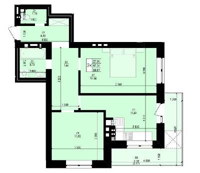 2-комнатная 59.87 м² в ЖК Святий Антоній от 18 350 грн/м², г. Мостиска