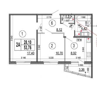 2-комнатная 53.76 м² в ЖМ Патриотика от застройщика, Киев