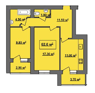 2-комнатная 62.6 м² в ЖК Княгинин Парк от 12 800 грн/м², Ивано-Франковск