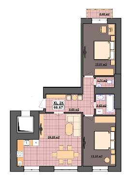 2-комнатная 66.67 м² в ЖК Гетьманский от 12 800 грн/м², Ивано-Франковск