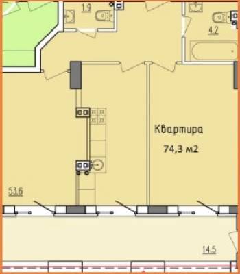 2-кімнатна 74.3 м² в ЖК Victory Hall від 18 500 грн/м², Дніпро