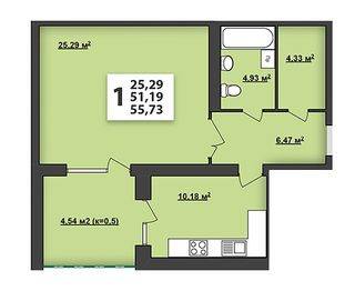 1-кімнатна 55.73 м² в ЖК М'ята Авеню від 15 500 грн/м², м. Винники