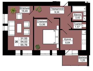 2-кімнатна 55.78 м² в ЖК Будова Медова від 13 500 грн/м², м. Трускавець