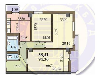 3-кімнатна 94.36 м² в ЖК на ул. Гарматна, 39Г від 23 334 грн/м², Київ