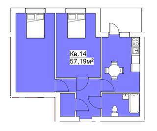 2-комнатная 57.19 м² в ЖК Подих Природи от застройщика, Львов