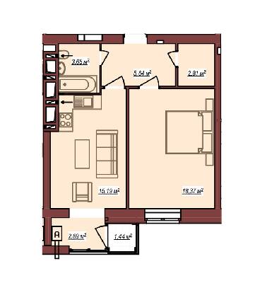 1-комнатная 48.98 м² в ЖК Дом Чехова от 12 500 грн/м², г. Каменец-Подольский