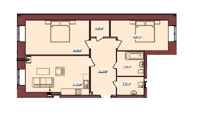 2-комнатная 81.44 м² в ЖК Дом Чехова от 12 500 грн/м², г. Каменец-Подольский