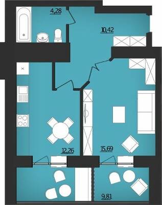 1-комнатная 52.46 м² в ЖК Комфорт от 15 200 грн/м², Хмельницкий