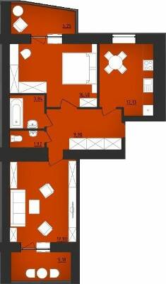 2-комнатная 72.69 м² в ЖК Комфорт от 15 000 грн/м², Хмельницкий