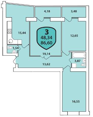 3-комнатная 86.6 м² в ЖК Олимпийский от 16 500 грн/м², Хмельницкий