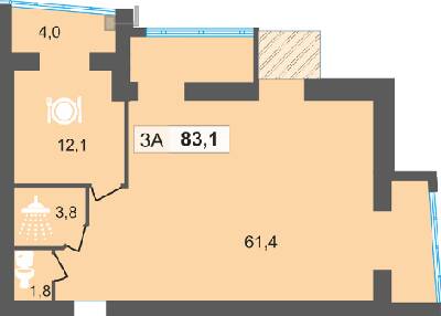 3-комнатная 83 м² в ЖК PodilSky от 10 500 грн/м², г. Каменец-Подольский
