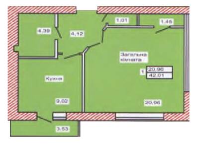 1-комнатная 42.01 м² в ЖК Военный от 10 500 грн/м², г. Каменец-Подольский