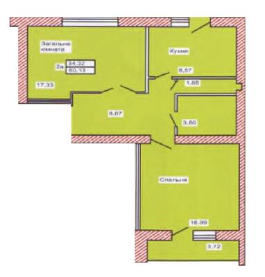 2-кімнатна 60.13 м² в ЖК Військовий від 14 000 грн/м², м. Кам`янець-Подільський