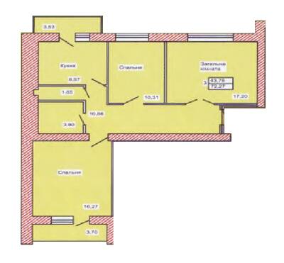 3-комнатная 72.27 м² в ЖК Военный от 13 500 грн/м², г. Каменец-Подольский