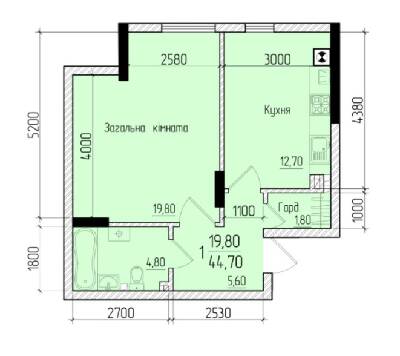 1-комнатная 44.7 м² в ЖК Comfort Hall от застройщика, Черновцы