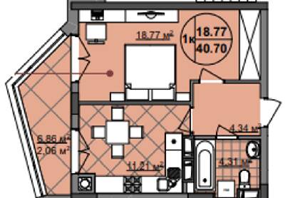 1-кімнатна 40.7 м² в ЖК Imperial Park Avenue від 16 300 грн/м², Чернівці