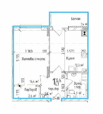 1-кімнатна 43 м² в ЖК KromaxBud від забудовника, Чернівці