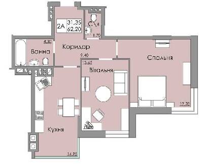 2-комнатная 62.2 м² в ЖК Панда от 22 750 грн/м², Черновцы